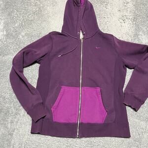 Nike Hoodie Womens Large Purple Athletic Dept Colorblock Sweatshirt Full Zip